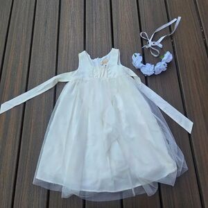 Heirloom by Polly Flinders cream white dress sz 4 flower girl communion
